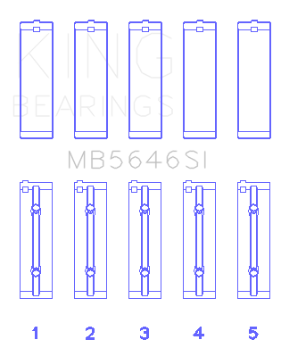 King Engine Bearings MAIN BEARING SET For TOYOTA 1AZFE, 2 AZFE (TOYOTA 1AZFE, 2 AZFE) - MB5646SI0.5