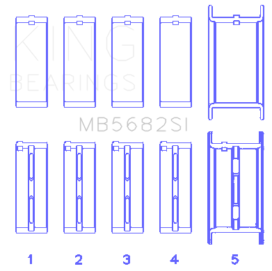 King Engine Bearings Main Bearing Set For General Motors 496Ci /8.1 16V - MB5682SI