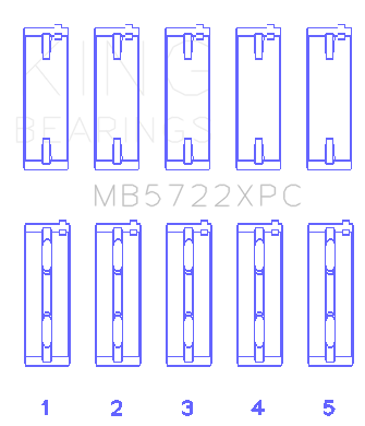 King Engine Bearings Main Bearing Set For Mitsubishi 4B11T Evo X, 2007-> - MB5722XPC