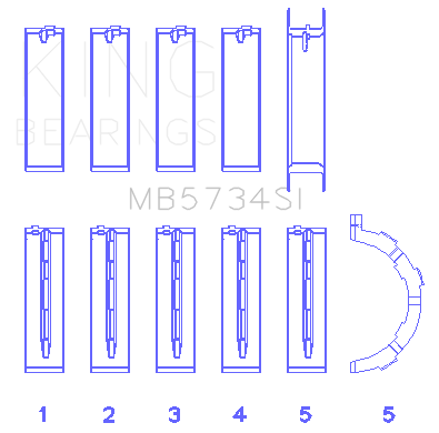 King Engine Bearings MAIN BEARING SET For FORD 302 CID COYOTE (FORD 302 CID COYOTE) - MB5734SI0.25