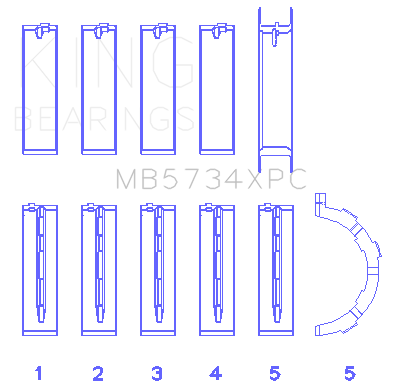 King Engine Bearings MAIN BEARING SET For FORD 302 CID COYOTE (FORD 302 CID COYOTE) - MB5734XPC0.25