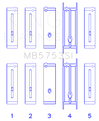 King Engine Bearings MAIN BEARING SET For CHEVROLET/ISUZU OHV LN2 FL O/S 010 (CHEVROLET/ISUZU OHV LN2 FL O/S 010) - MB5753SI0.5