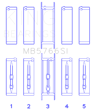 King Engine Bearings Main Bearing Set For Chevrolet L20, Ls1/2/4/6 (Housing Bore + .010) - MB5766SI