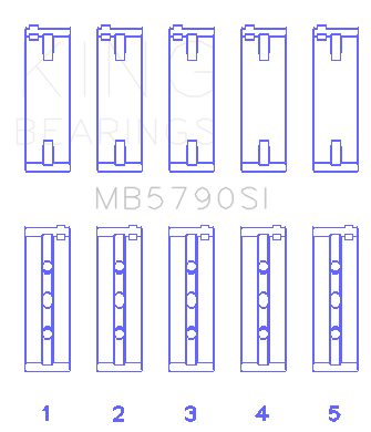 King Engine Bearings Main Bearing Set For Porsche M 48.00/M 48.50 - MB5790SI