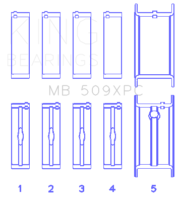 King Engine Bearings MAIN BEARING SET For CHEVROLET 400 V8 (CHEVROLET 400 V8) - MB 509XPC 010