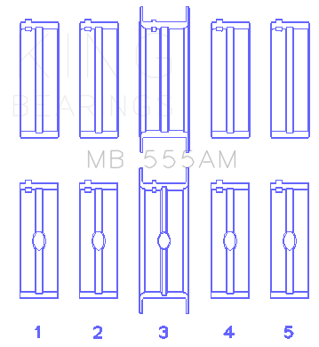 King Engine Bearings MAIN BEARING SET For CHRYSLER 350, 361, 383, 403 (CHRYSLER 350, 361, 383, 403) - MB 555AM 020