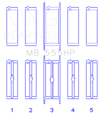 King Engine Bearings MAIN BEARING SET For CHRYSLER 350, 361, 383, 403 (CHRYSLER 350, 361, 383, 403) - MB 555HP 020