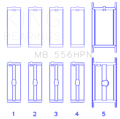 King Engine Bearings MAIN BEARING SET For CHEVROLET 396-502 GEN IV, V, VI (CHEVROLET 396-502 GEN IV, V, VI) - MB 556HPN 001