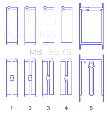 King Engine Bearings MAIN BEARING SET For GENERAL MOTORS 262, 267, 302, 307, 327, 350 (GENERAL MOTORS 262, 267, 302, 307, 327, 350) - MB 557SI 001