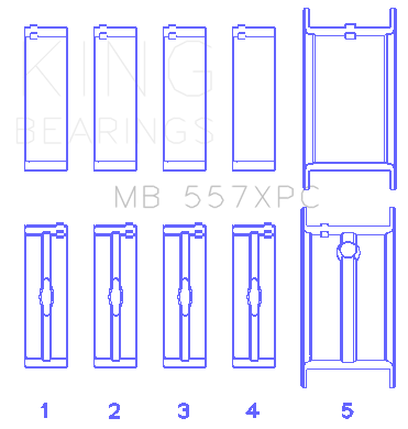 King Engine Bearings MAIN BEARING SET For GENERAL MOTORS 262, 267, 302, 307, 327, 350 (GENERAL MOTORS 262, 267, 302, 307, 327, 350) - MB 557XPC 010
