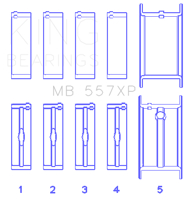 King Engine Bearings MAIN BEARING SET For GENERAL MOTORS 262, 267, 302, 307, 327, 350 (GENERAL MOTORS 262, 267, 302, 307, 327, 350) - MB 557XP 010