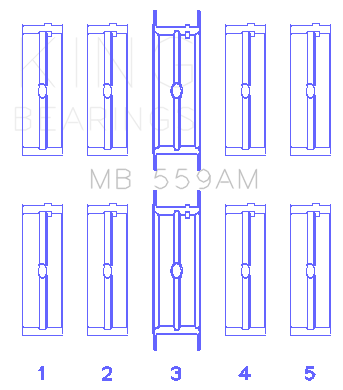 King Engine Bearings MAIN BEARING SET For FORD 330, 352, 360, 390, 410, 428 (FORD 330, 352, 360, 390, 410, 428) - MB 559AM 001