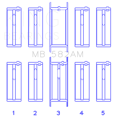 King Engine Bearings MAIN BEARING SET For FORD 2.0/2.3L 8V (FORD 2.0/2.3L 8V) - MB 582AM0.5
