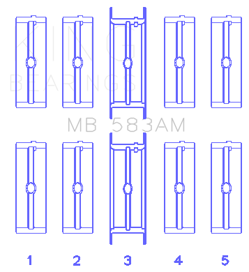 King Engine Bearings MAIN BEARING SET For FORD 239, 256, 272, 292 (FORD 239, 256, 272, 292) - MB 583AM