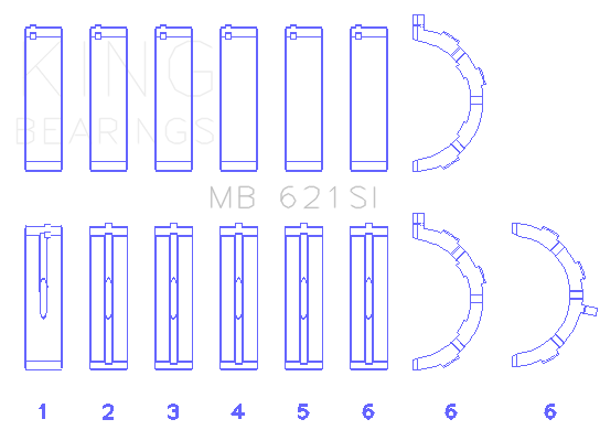 King Engine Bearings MAIN BEARING SET For FORD 415 (FORD 415) - MB 621SI