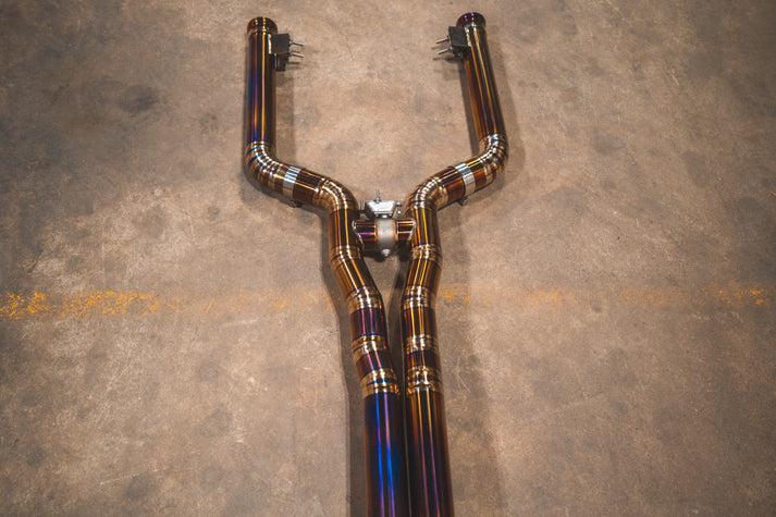Valvetronic Designs 2015-2024 Mercedes W205 C 63 4.0L, Full Exhaust System, Grade 5 Titanium Bespoke OEM Style Valvetronic Tips - MER.W205.C63.VSES.FF.TI