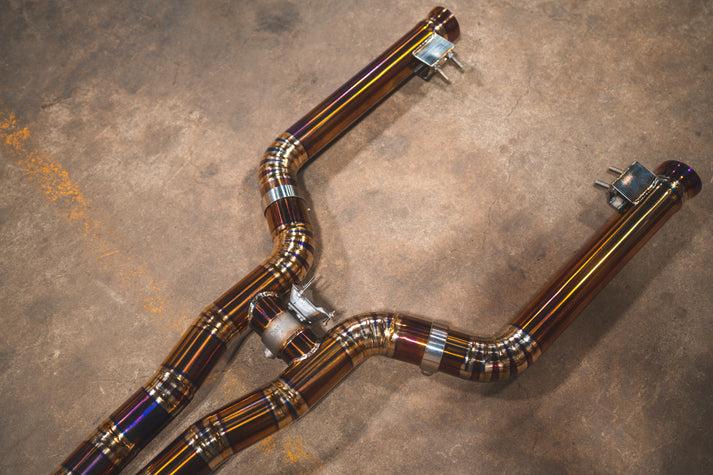 Valvetronic Designs 2015-2024 Mercedes W205 C 63 4.0L, Full Exhaust System, Grade 5 Titanium Bespoke OEM Style Valvetronic Tips - MER.W205.C63.VSES.FF.TI