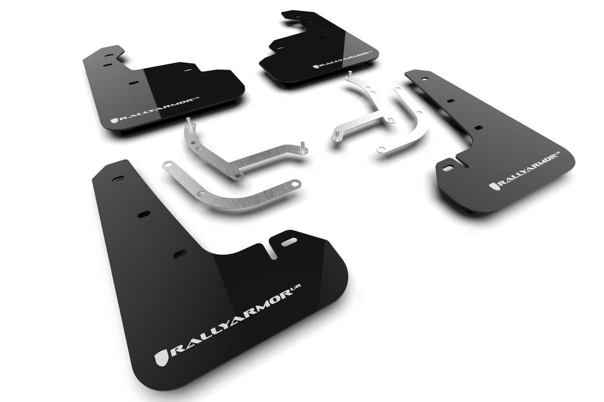 Rally Armor Black Mud Flap/White Logo (2024-2025 Impreza) - MF105-UR-BLK-WH