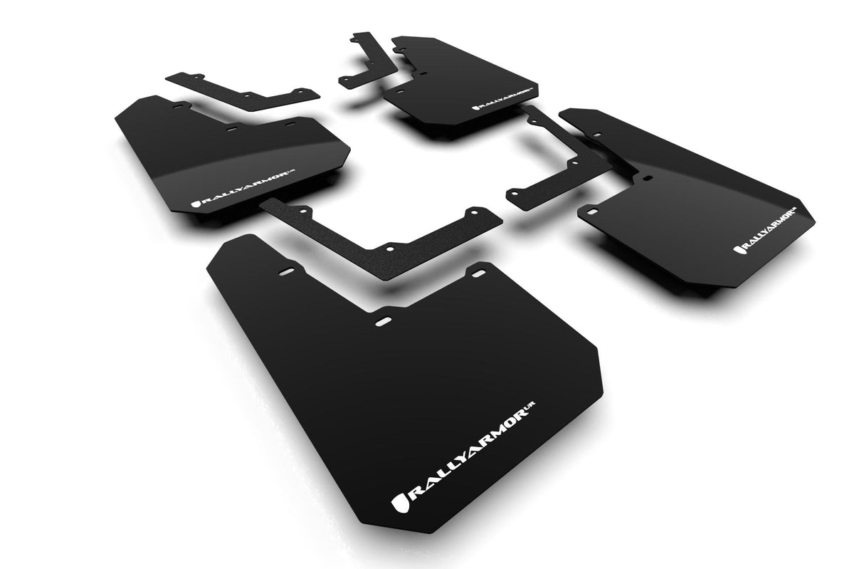 Rally Armor Black Mud Flap/White Logo (2024-2025 Cybertruck) - MF112-UR-BLK-WH