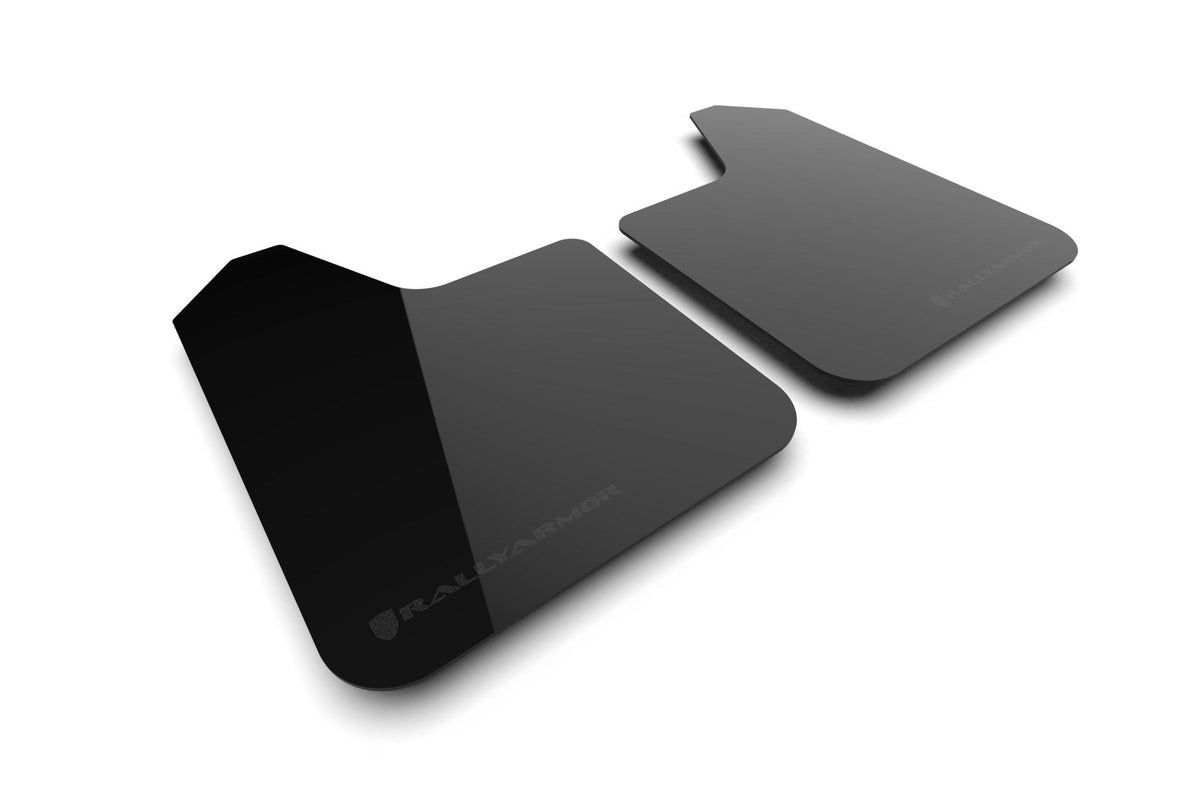 Rally Armor Black Mud Flap/Metallic Black Logo - MF12-UR-BLK-MBK-LRT