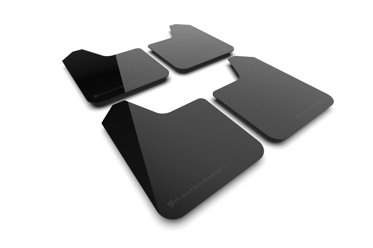 Rally Armor Black Mud Flap/Metallic Black Logo - MF12-UR-BLK-MBK