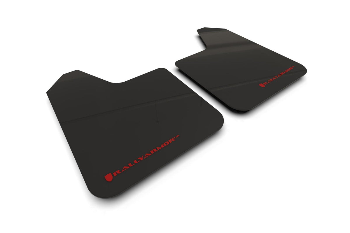 Rally Armor Black Mud Flap/Red Logo - MF12-UR-BLK-RD-LRT
