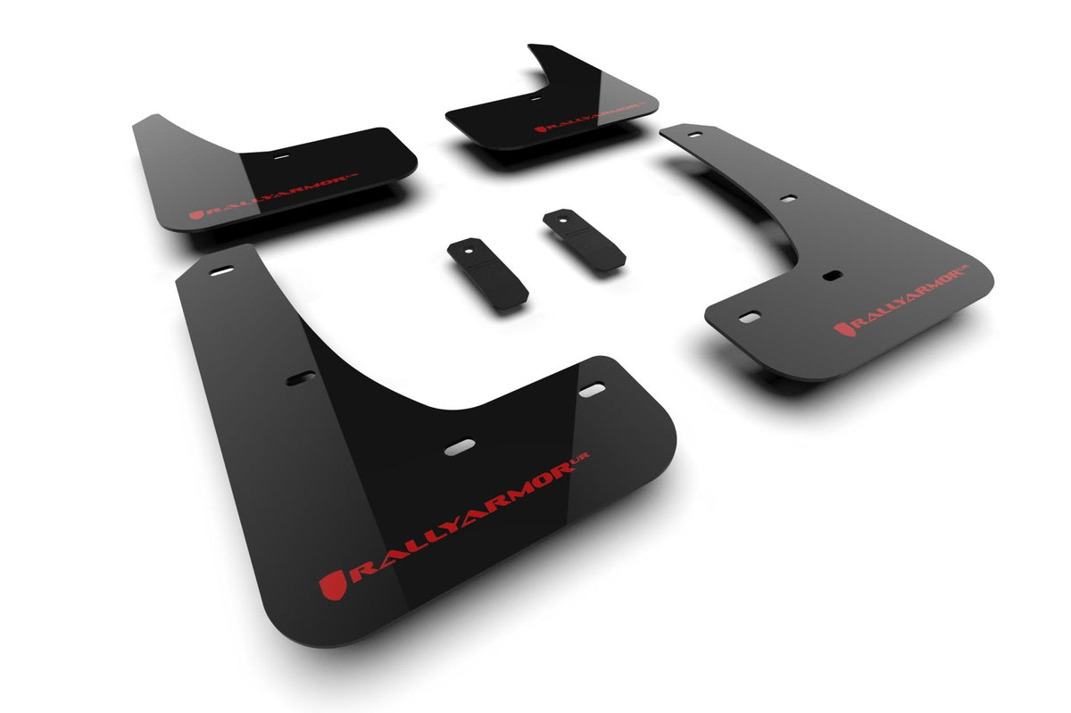 Rally Armor Black Mud Flap/Red Logo (2024-2025 3) - MF122-UR-BLK-RD