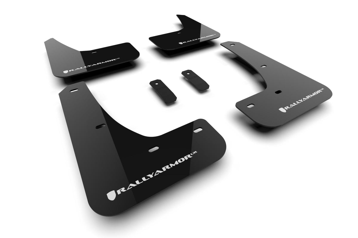 Rally Armor Black Mud Flap/White Logo (2024-2025 3) - MF122-UR-BLK-WH