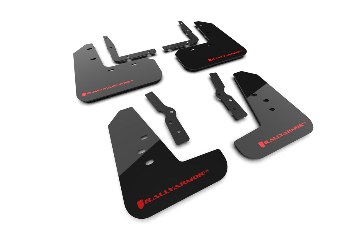 Rally Armor Black Mud Flap/Red Logo (2024-2025 Mustang) - MF126-UR-BLK-RD