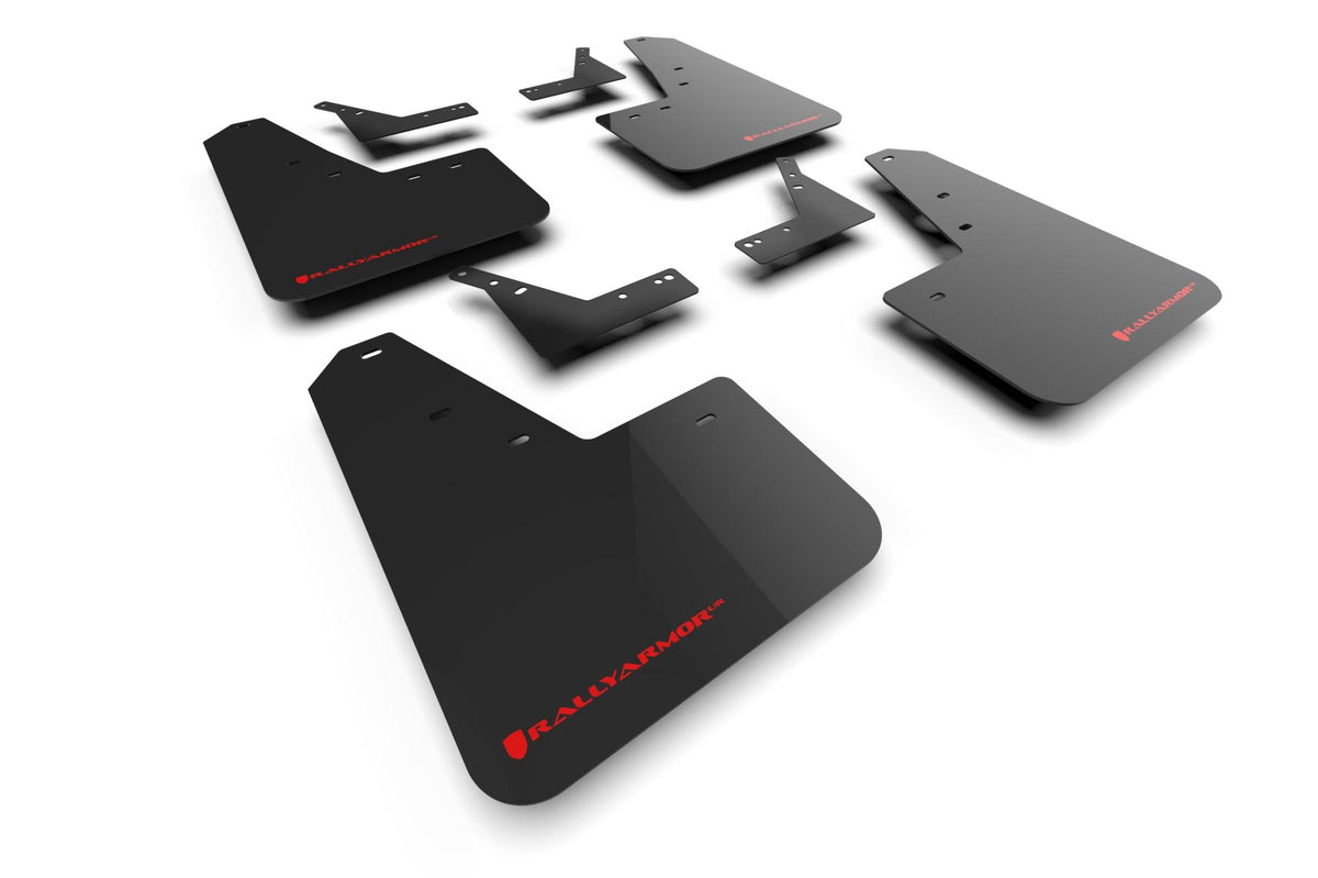Rally Armor Black Mud Flap/Red Logo (2021-2025 1500 TRX, 1500 RHO) - MF128-UR-BLK-RD