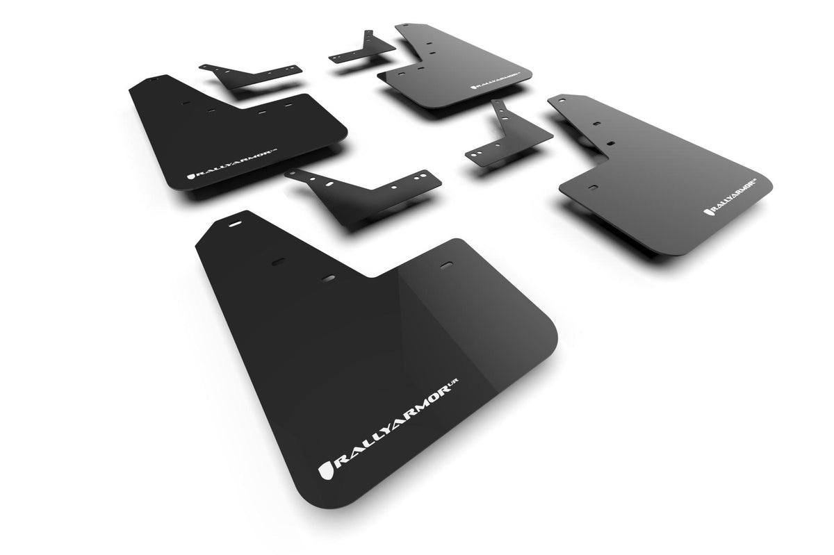 Rally Armor Black Mud Flap/White Logo (2021-2025 1500 TRX, 1500 RHO) - MF128-UR-BLK-WH