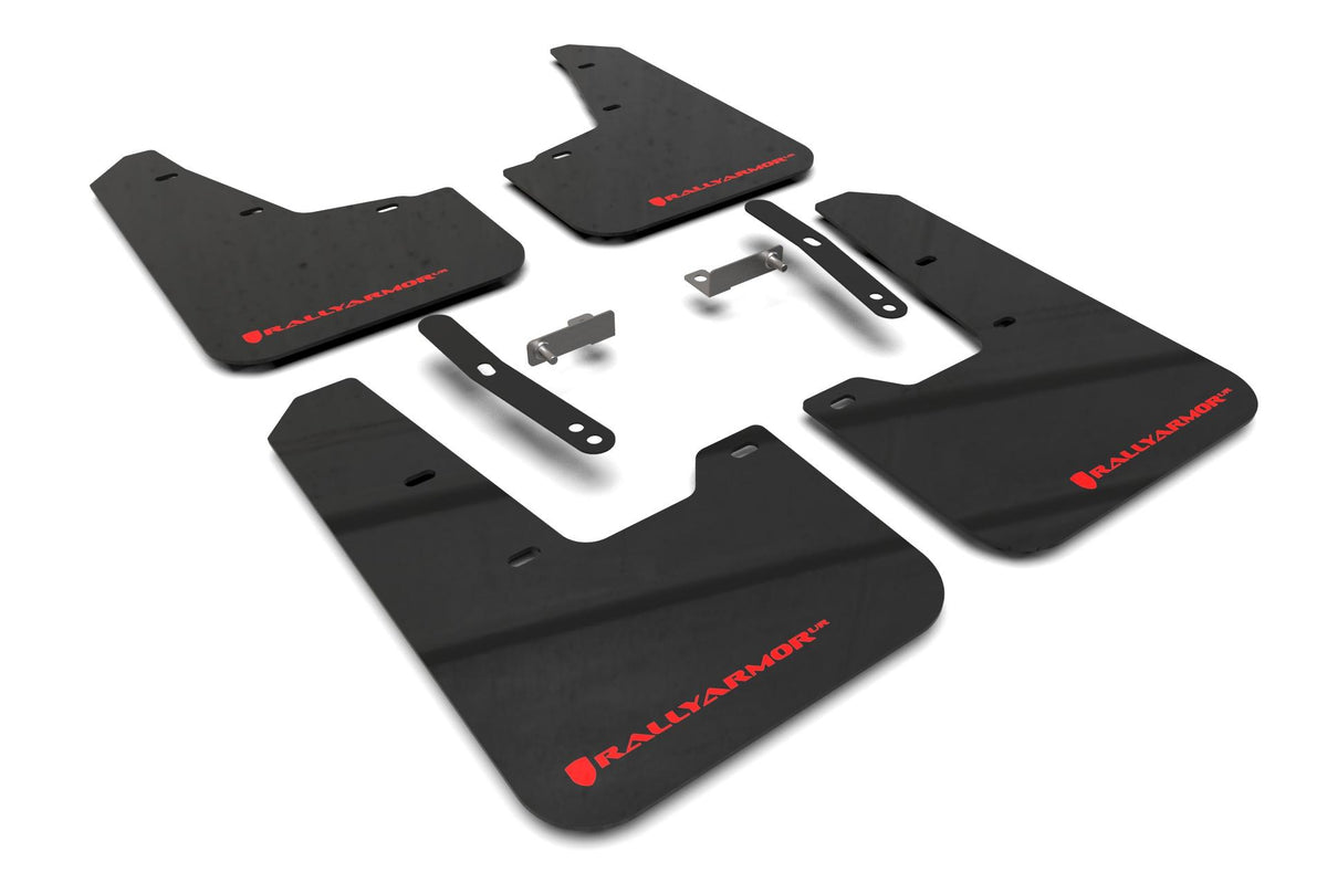 Rally Armor Black Mud Flap/Red Logo (2023-2025 Niro) - MF21-UR-BLK-RD