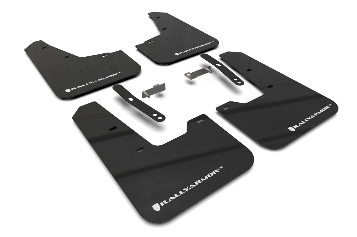 Rally Armor Black Mud Flap/White Logo (2023-2025 Niro) - MF21-UR-BLK-WH