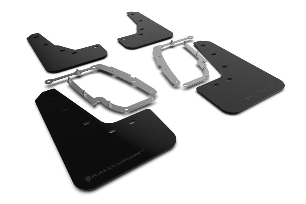 Rally Armor Black Mud Flap/Metallic Black Logo (2017-2023 3) - MF62-UR-BLK/MBK