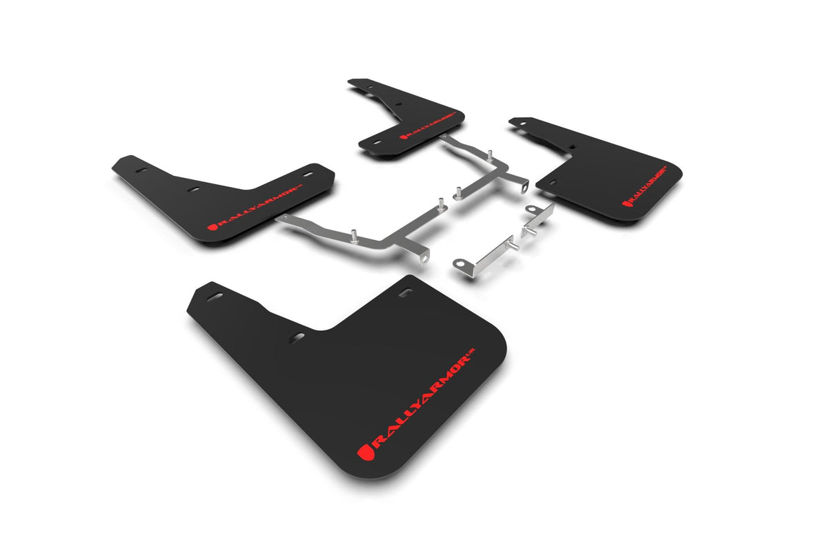 Rally Armor Black Mud Flap/Red Logo - MF77-UR-BLK/RD