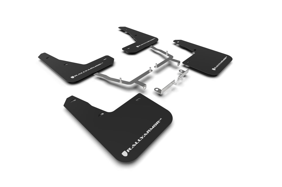 Rally Armor Black Mud Flap/White Logo - MF77-UR-BLK/WH