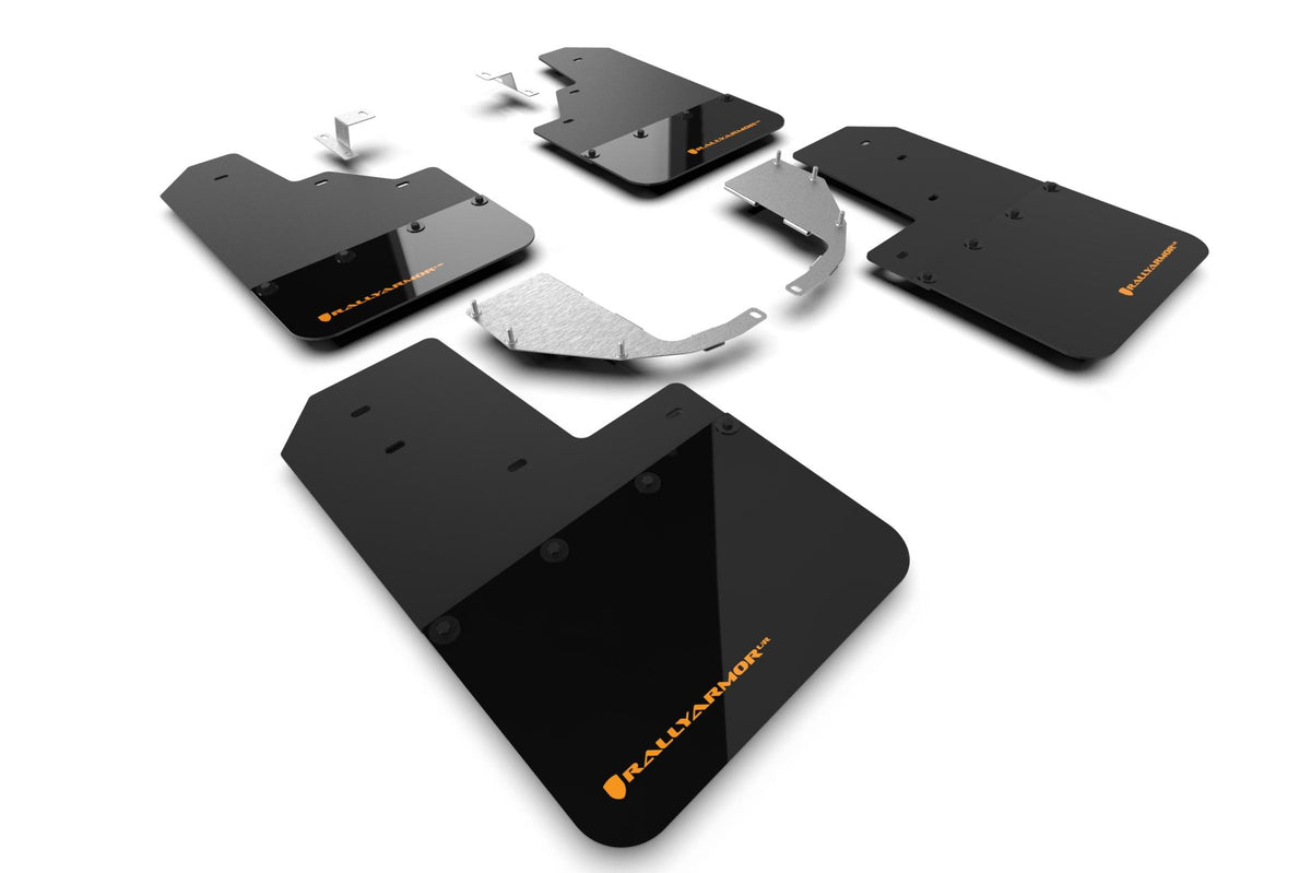 Rally Armor Black Mud Flap/Cy Orange Logo (2021-2025 Ford Bronco) - MF85-NO-ST-COR