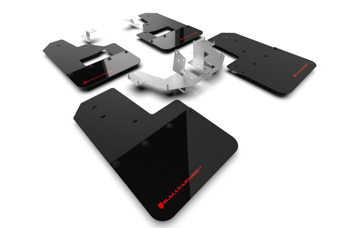 Rally Armor Black Mud Flap/Red Logo (2021-2025 Ford Bronco) - MF85-RB-PL-RD