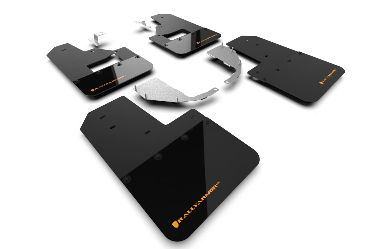 Rally Armor Black Mud Flap/Cy Orange Logo (2021-2025 Ford Bronco) - MF85-RB-ST-COR