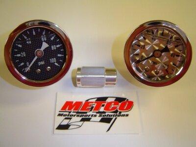 Metco MFP0001 Direct Rail Mount Fuel Pressure Gauge Kit (Various GM)