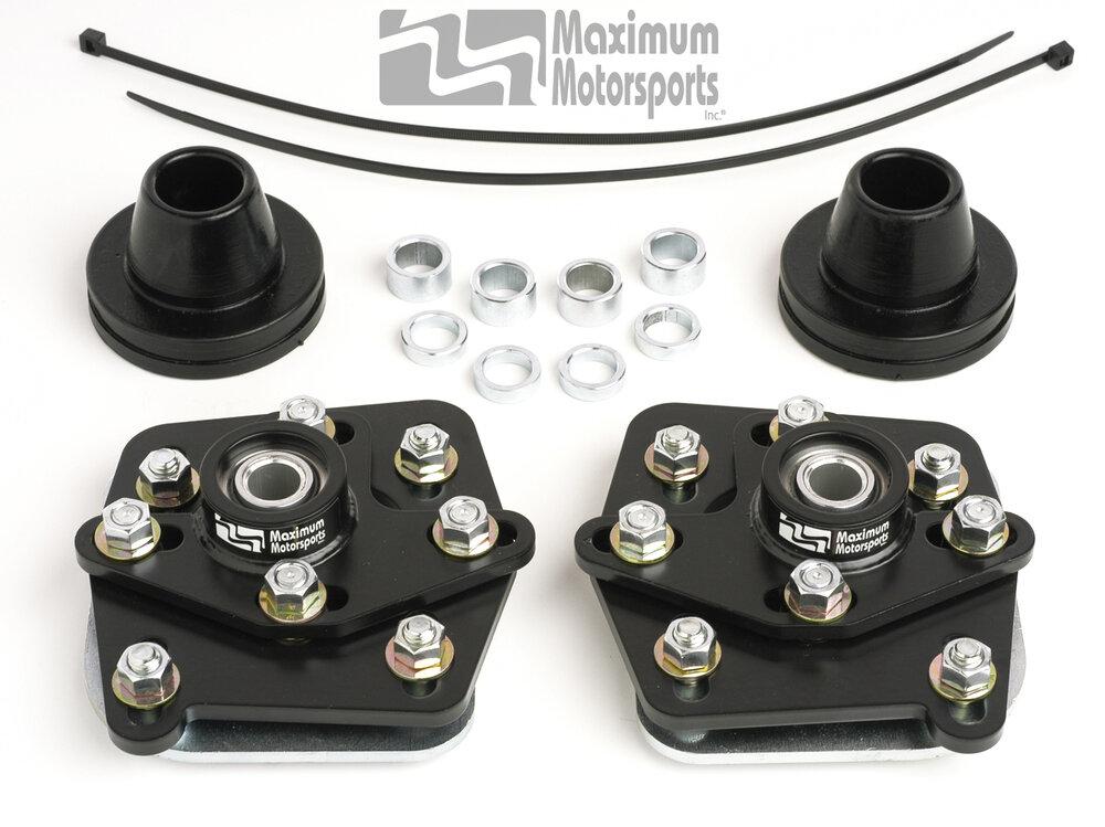 Maximum Motorsports 4-bolt Caster/Camber Plates-Black Powdercoat - MMCC9994