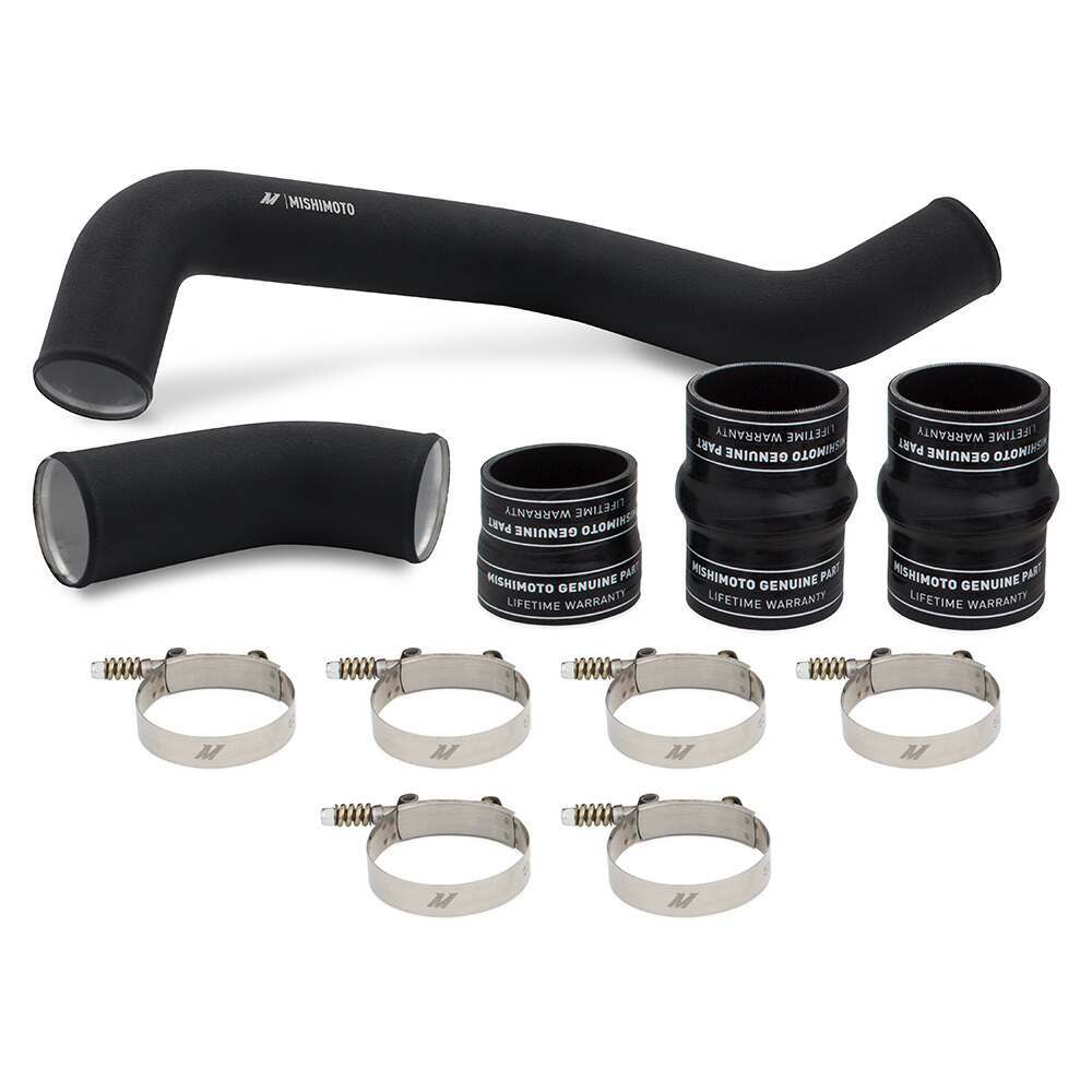 Mishimoto Hot-Side Intercooler Pipe and Boot Kit, fits 6.6L Duramax (L5P) '17-'19, Black - MMICP-DMAX-17HWBK