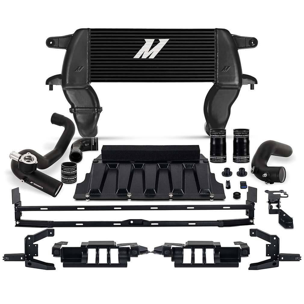 Mishimoto High-Mount Intercooler Kit, 2021+ Ford Bronco 2.3L, Black Core, Black Pipes - MMINT-BR23-21HKBKBK