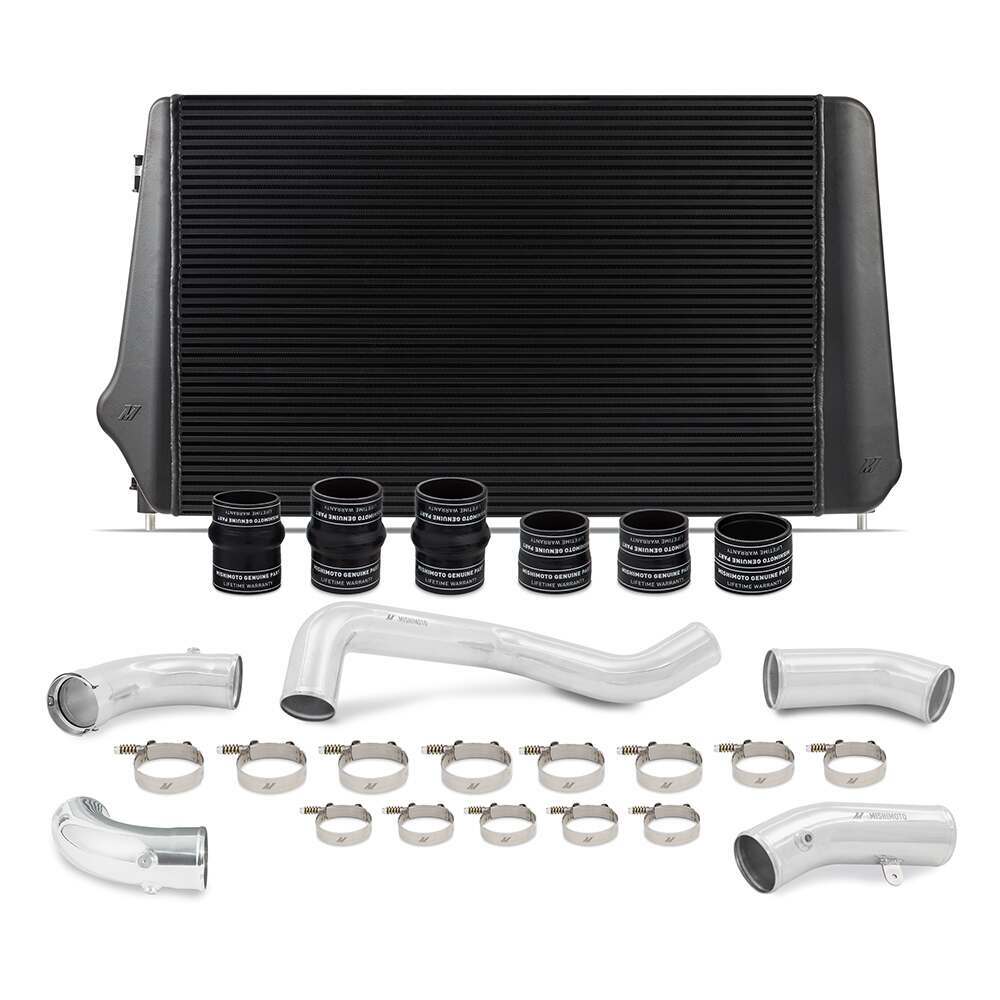 Mishimoto MMINT-DMAX-17KBKP Duramax Intercooler Kit - Black w/ Polished Pipes (2017-2019 Chevrolet / GMC 6.6L Duramax L5P)