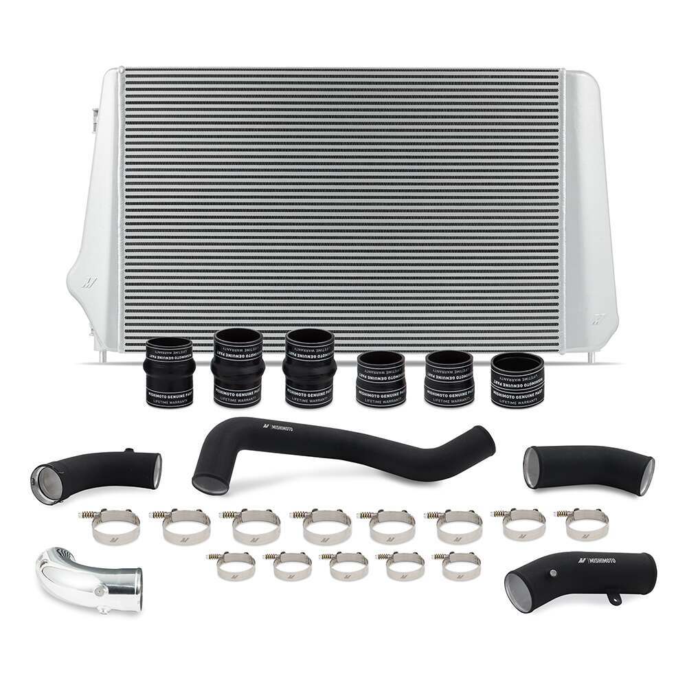 Mishimoto MMINT-DMAX-17KSLBK Duramax Intercooler Kit - Silver w/ WBK Pipes (2017-2019 Chevrolet / GMC 6.6L Duramax L5P)