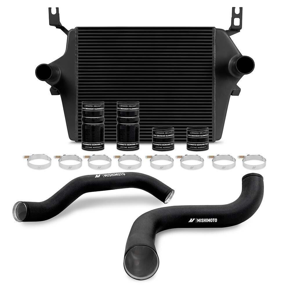 Mishimoto Ford 7.3L Powerstroke Intercooler Kit, '99-'03 Black Cooler, Wrinkle-Black Pipe (1999-2003 F-350 Super Duty) - MMINT-F2D-99KBKBK