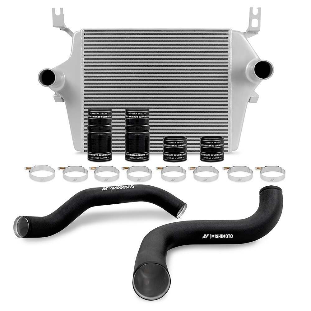 Mishimoto Ford 7.3L Powerstroke Intercooler Kit, '99-'03 Silver Cooler Wrinkle-Black Pipe (1999-2003 F-350 Super Duty) - MMINT-F2D-99KSLBK
