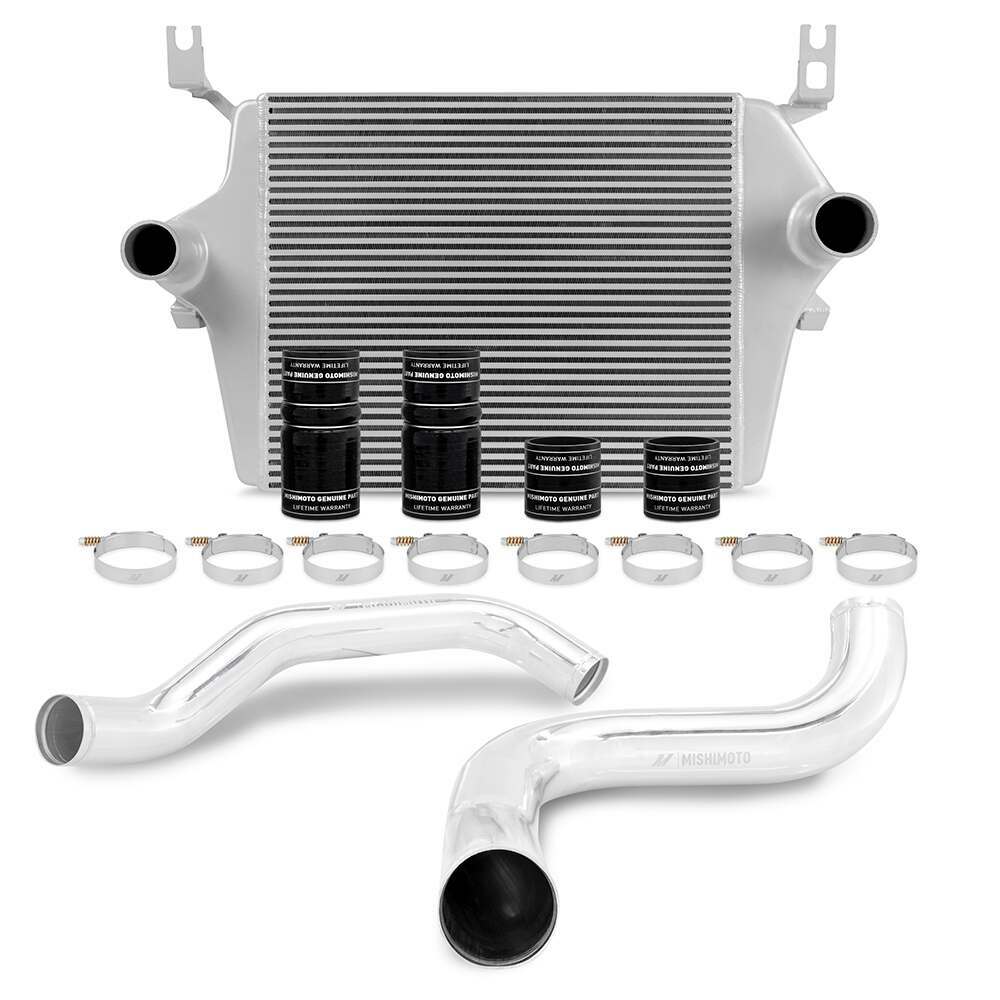 Mishimoto Ford 7.3L Powerstroke Intercooler Kit, '99-'03 Silver Cooler, Polished Pipes (1999-2003 F-350 Super Duty) - MMINT-F2D-99KSLP