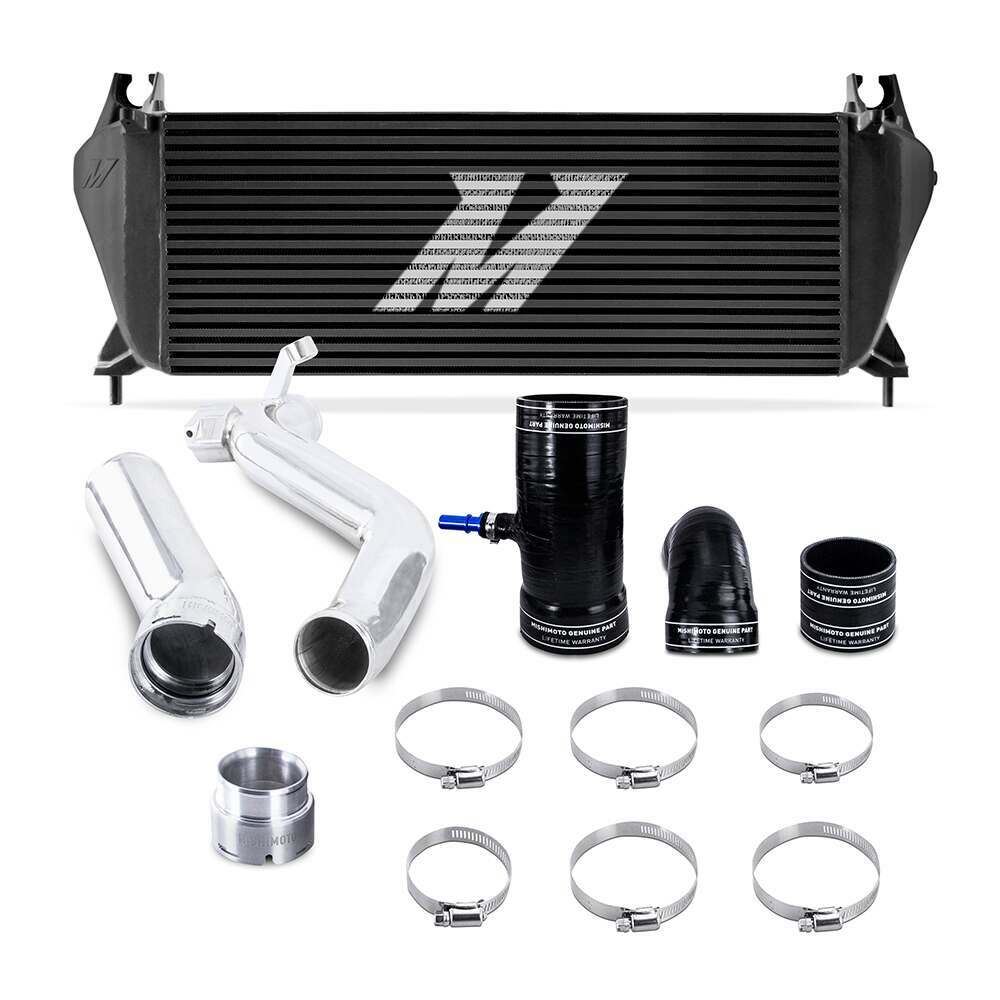 Mishimoto Intercooler Kit, fits Ford Ranger 2.3L 2019+, Black Intercooler, Polished Pipes (2019-2022 Ranger) - MMINT-RGR-19KBKP