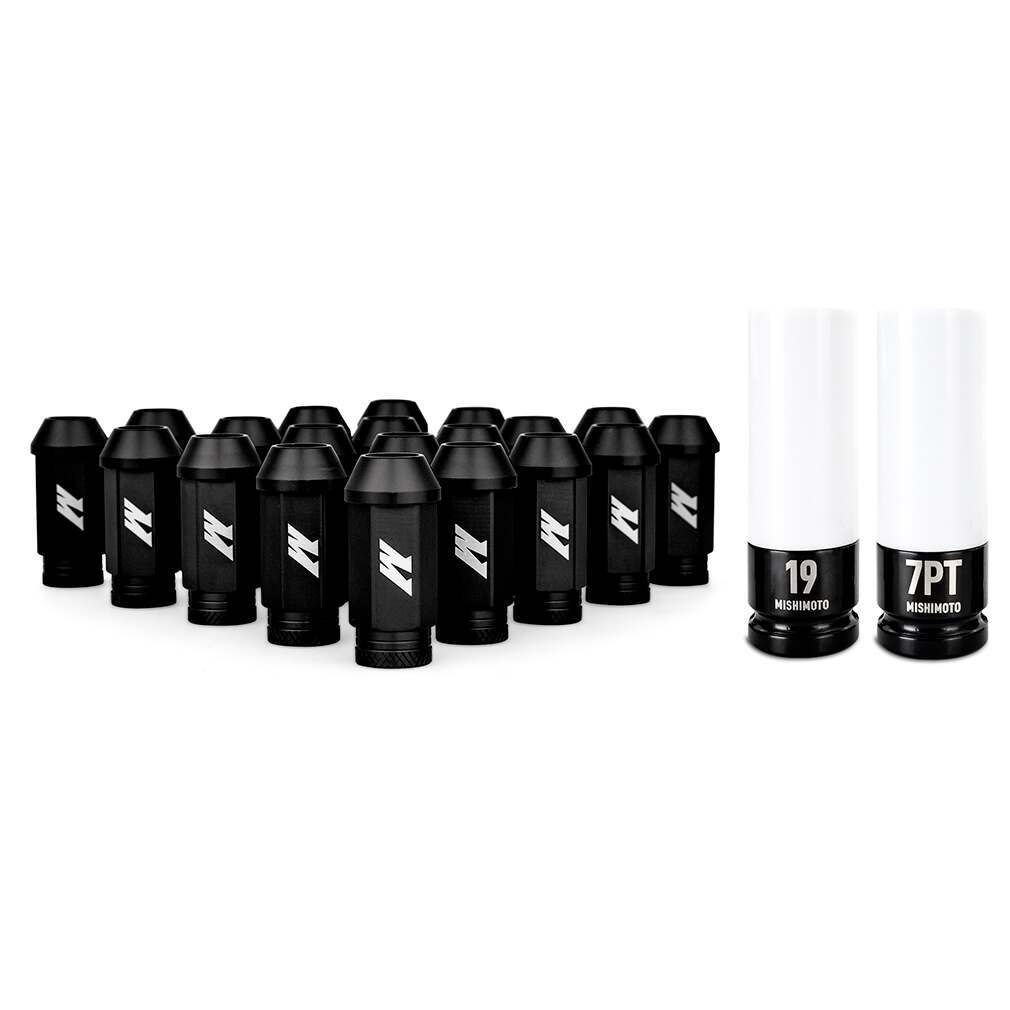 Mishimoto Aluminum Locking Lug Nuts M12X1.25, 20pc Set, Black - MMLG-125-20LBK